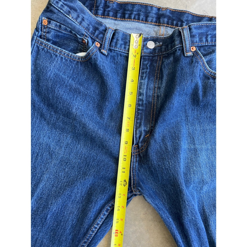 Levi's 505 Regular Fit Straight Leg Jeans Dark Wash Blue Denim Men's 40x30 - Picture 5 of 7
